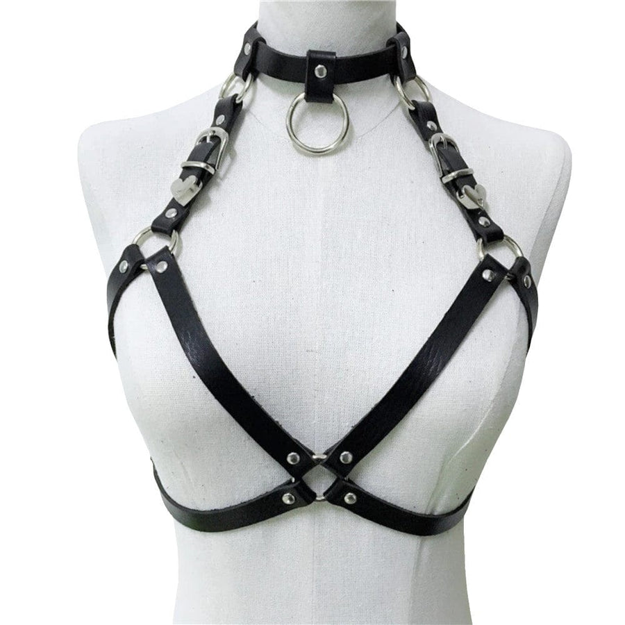 Bondage Harness Slut Leather Collar, gallery view 2