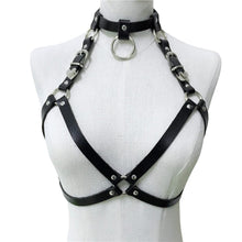 Load image into Gallery viewer, Bondage Harness Slut Leather Collar
