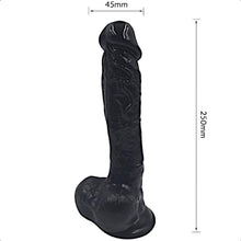 Lade das Bild in den Galerie-Viewer, Aufreizender realistischer 9-Zoll-Dildo in Schwarz für BDSM
