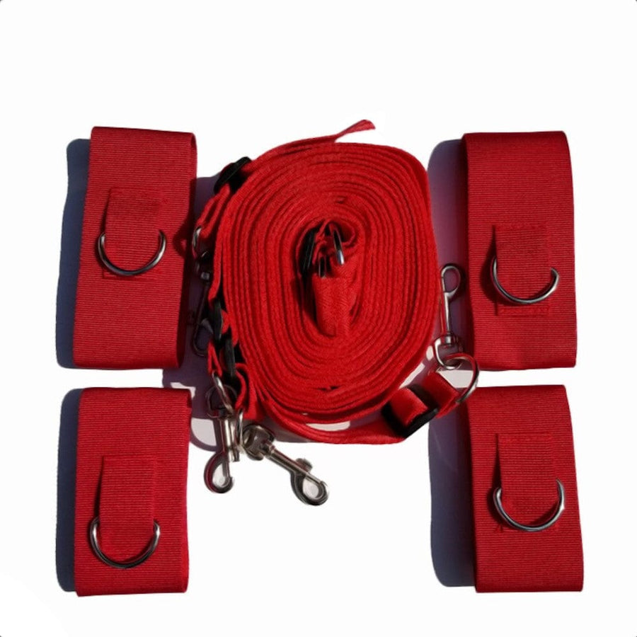 Red Adjustable Under Mattress Restraints BDSM, gallery view 2