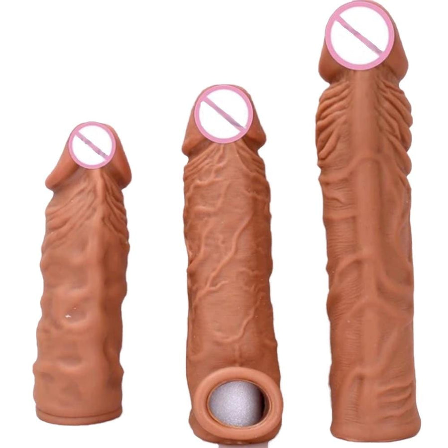Realistic Double Lock Penis Sleeve Extender BDSM, gallery view 2
