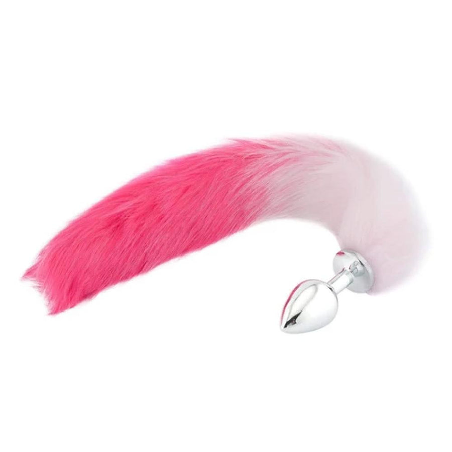 Sexy White and Pink Stainless Steel Tail Butt Plug, gallery view 2