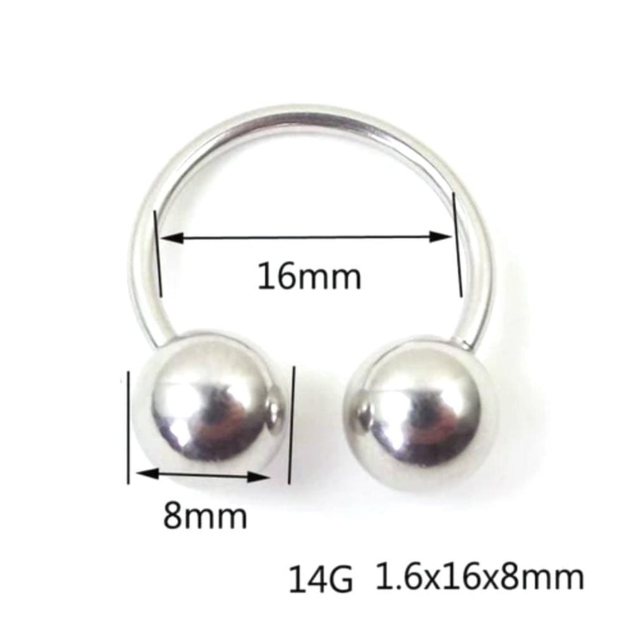Curvy 14G Prince Albert Piercing Jewelry BDSM, gallery view 3