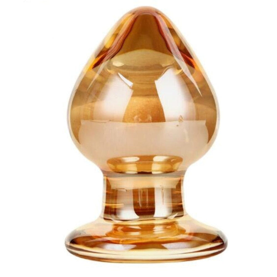 Big and Chunky Golden Glass Butt Plug BDSM, gallery view 2