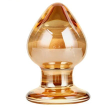 Load image into Gallery viewer, Big and Chunky Golden Glass Butt Plug BDSM
