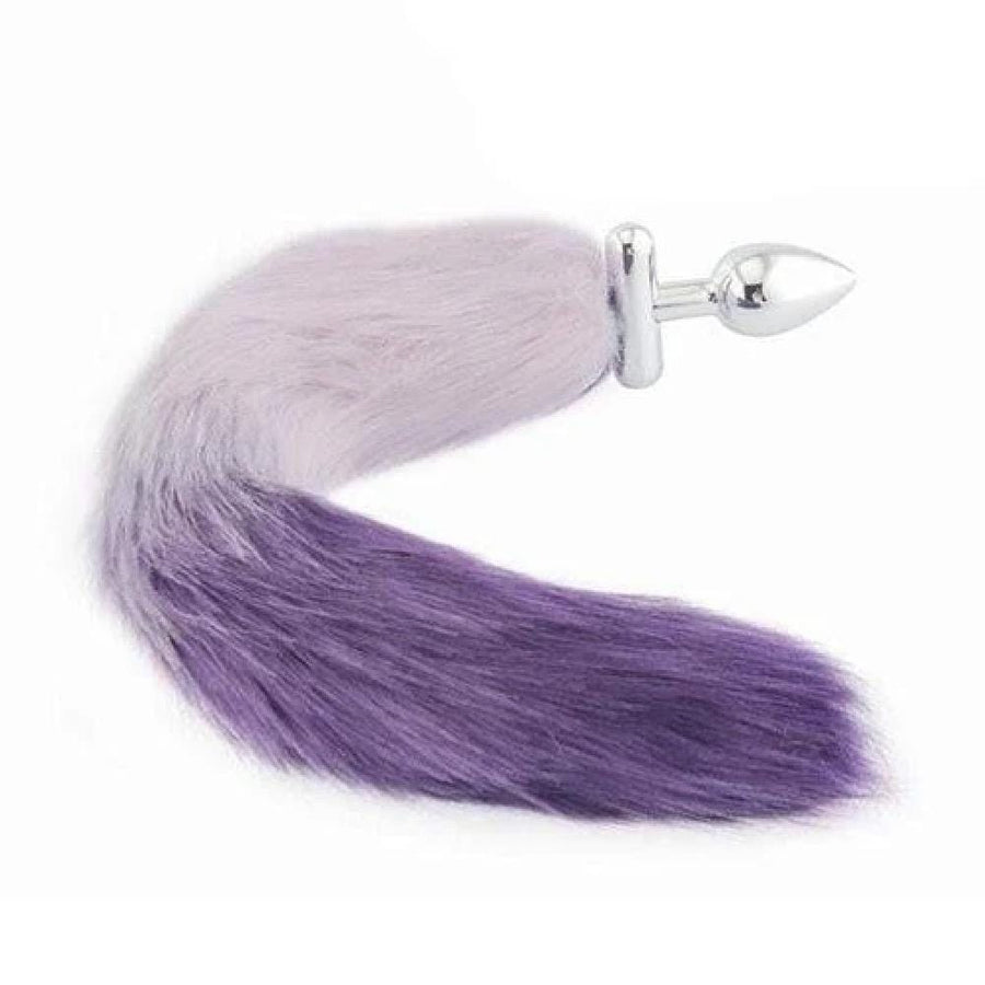 18" Shapeable White With Purple Fox Tail Plug, gallery view 2