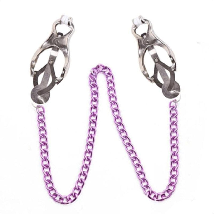 BDSM Charming Purple Nipple Clamps With Chain, gallery view 2