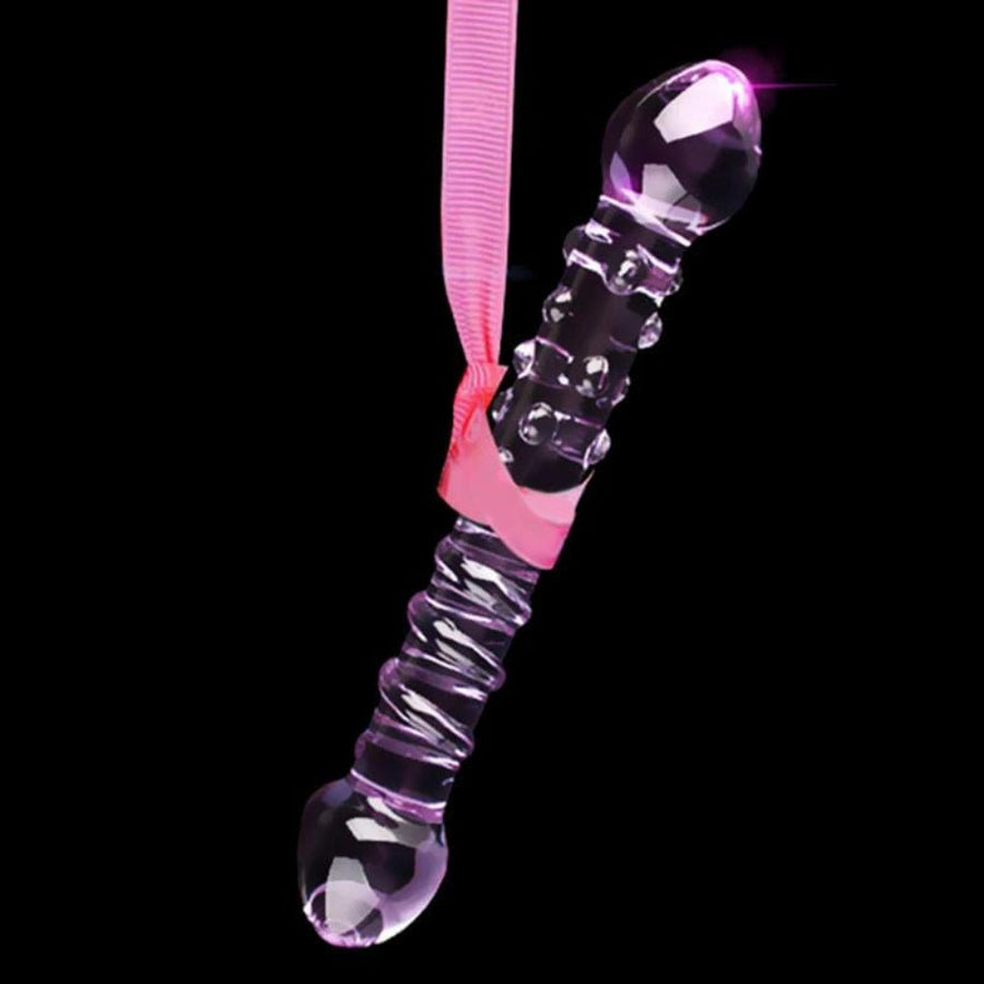 Purple Double Ended Glass Dildo BDSM, gallery view 5