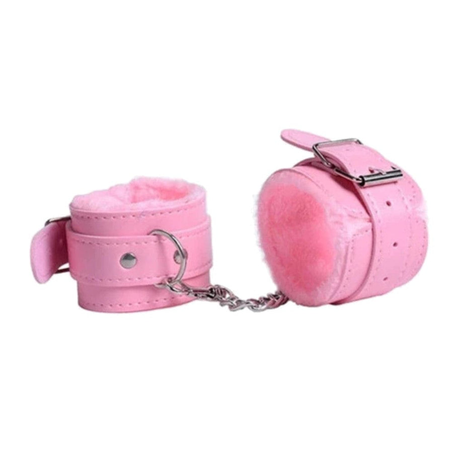 Cute Pink Fuzzy Hand Cuffs BDSM product view