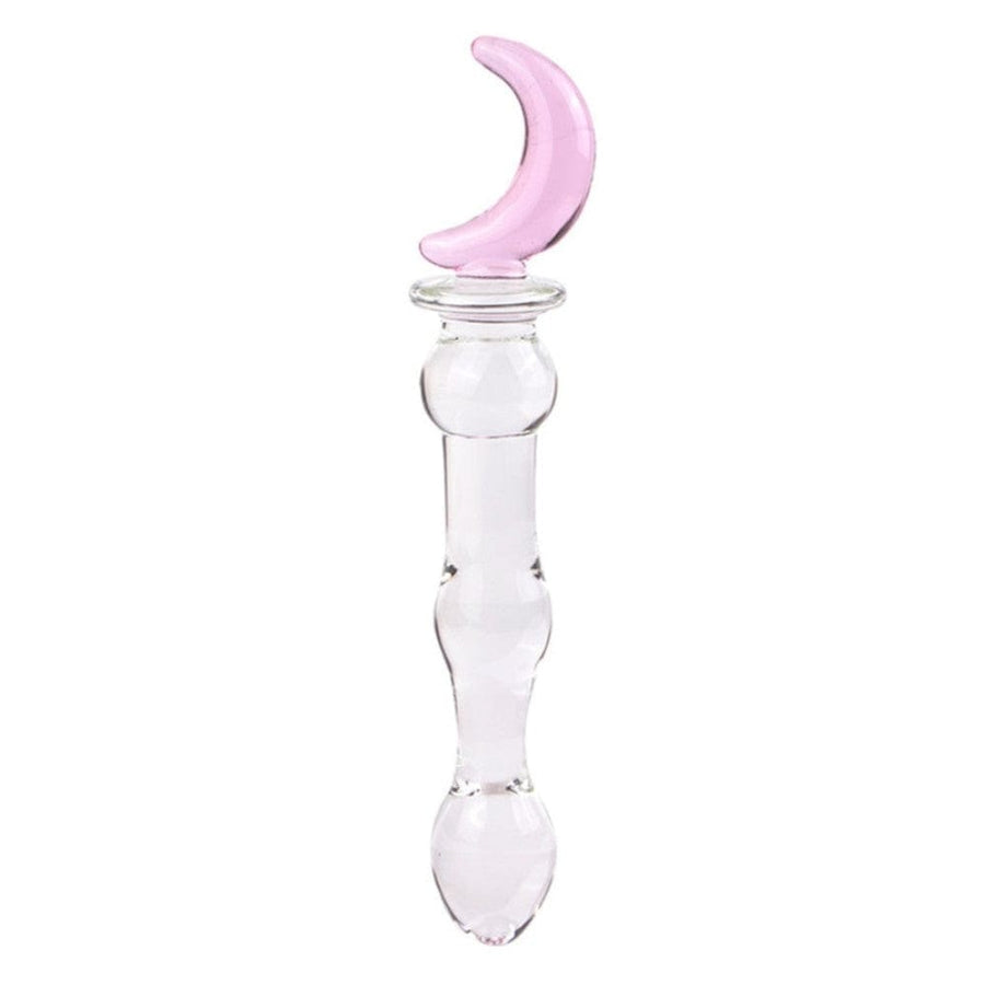 Pink Crescent Moon 7 Inch Glass Dildo, gallery view 2