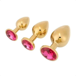 Atemberaubendes goldenes Princess-Buttplug-3-teiliges BDSM-Set