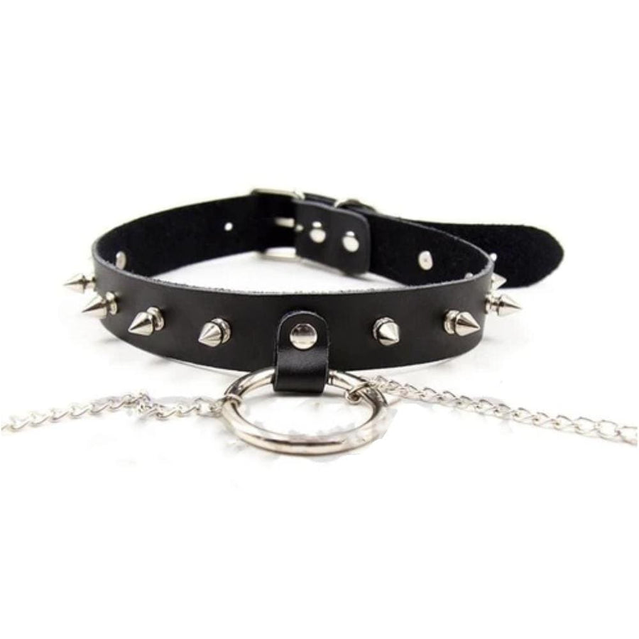 Studded O Ring Choker With Nipple Covers, gallery view 2