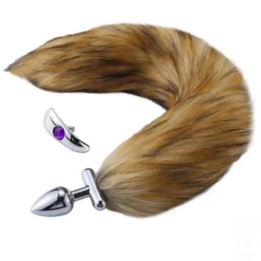 Flexible and Removable Fur Metallic Tail Butt Plug, gallery view 2