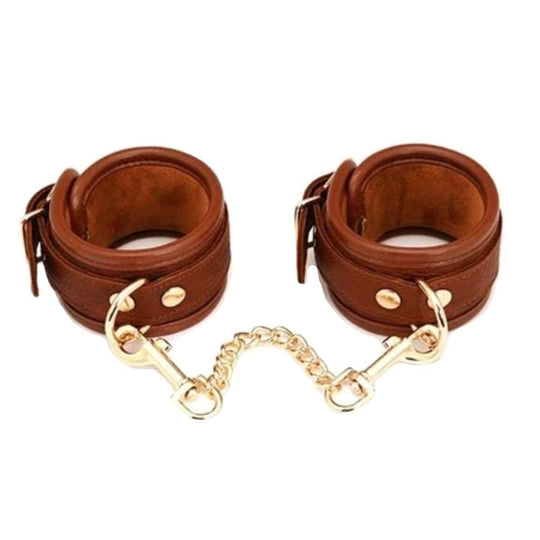 Brown Vintage Leather Leg Cuffs product view