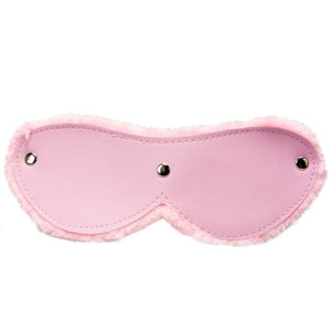 Bandeau pour les yeux en fourrure rose BDSM