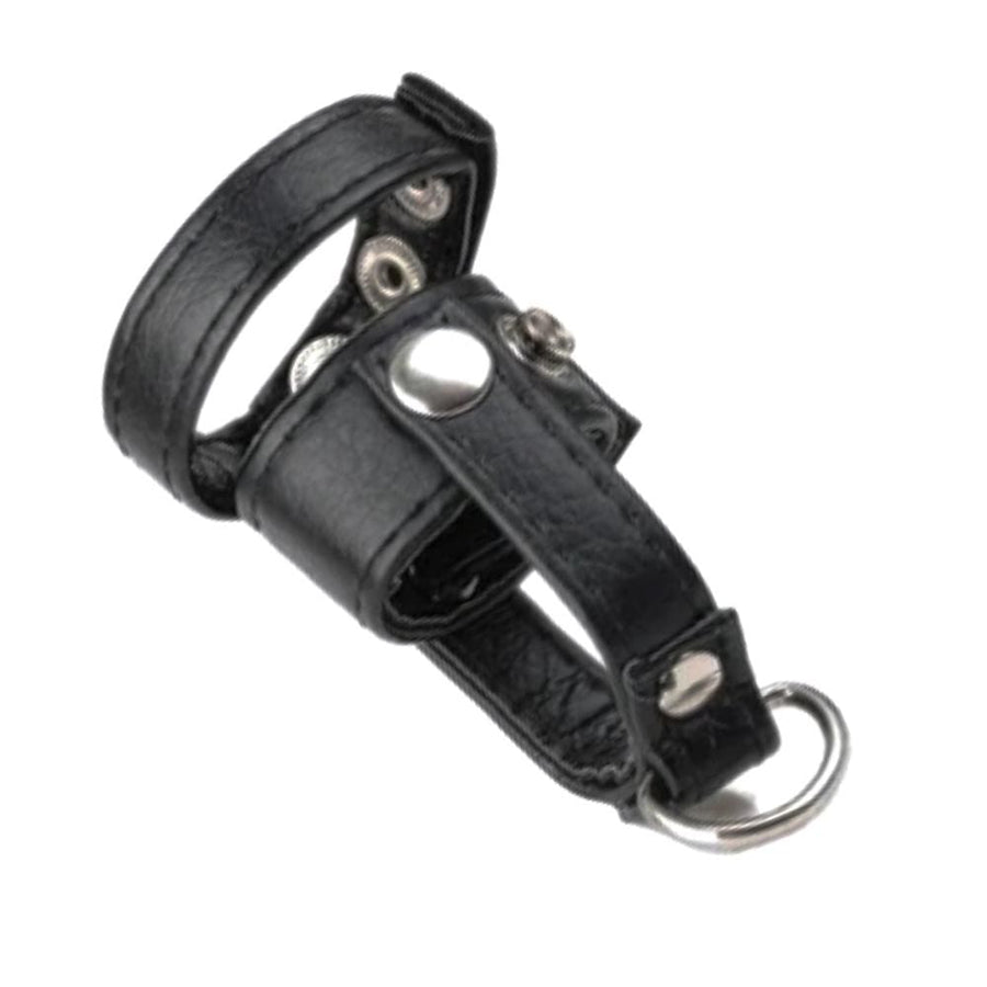 Adjustable Leather Strapping Chastity Cage, gallery view 2