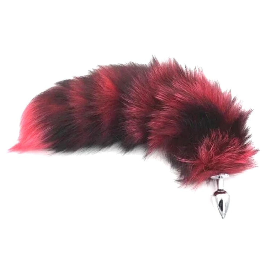 Black and Red Stripes Metallic Tail Butt Plug BDSM, gallery view 2