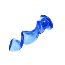 Load image into Gallery viewer, Blue Crystal Spiral Glass Dildo
