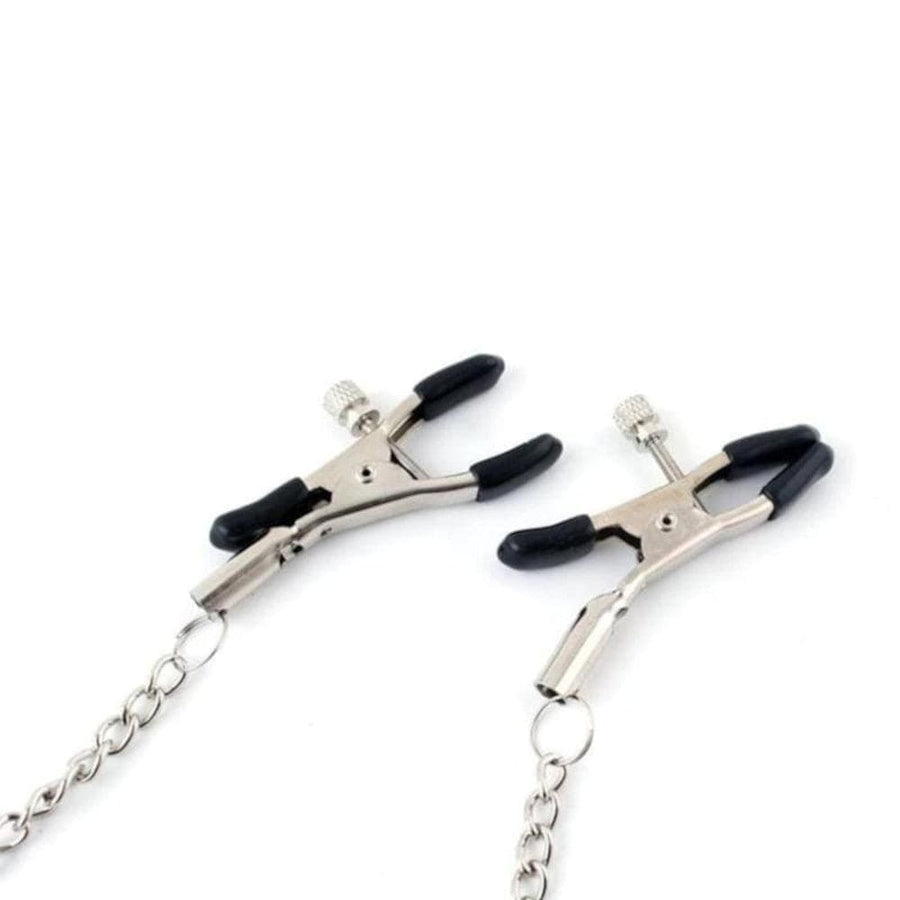 BDSM Metallic Nipple Clamp Collar, gallery view 3