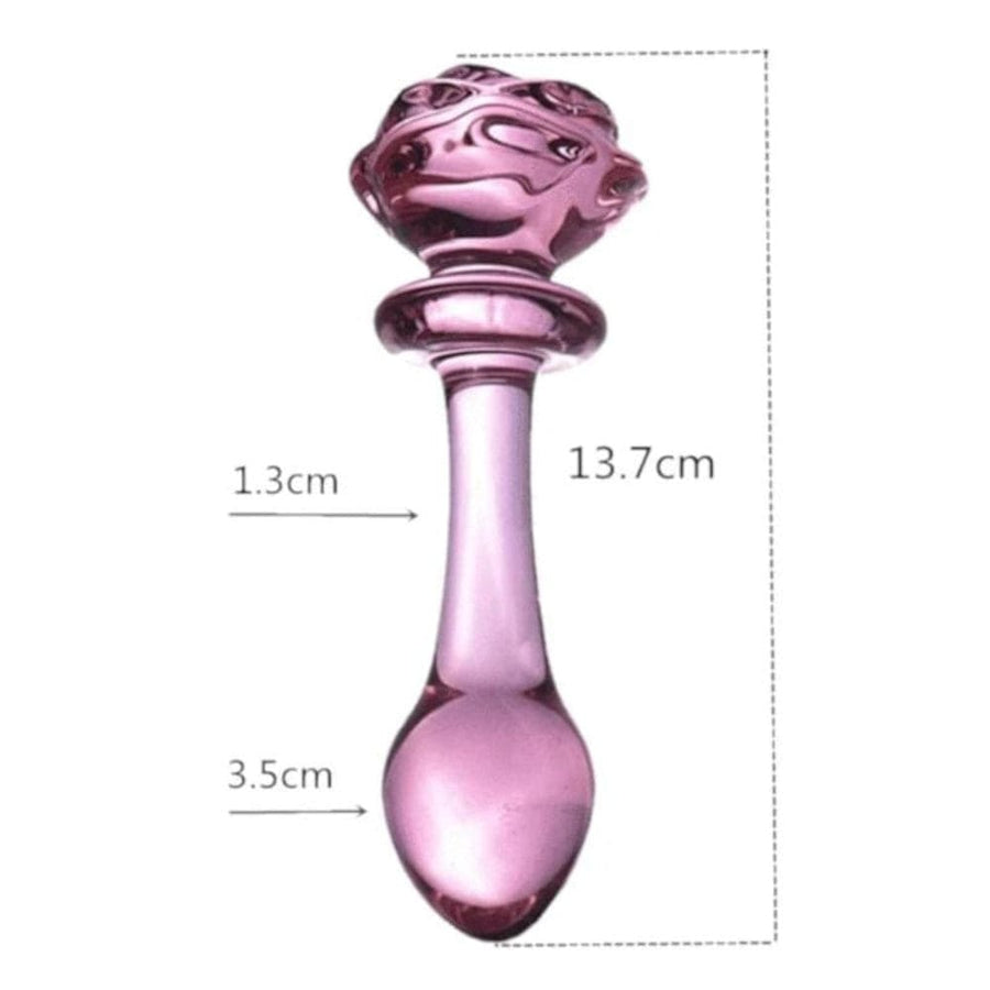 Lovely Pink Glass Rose Dildo BDSM, gallery view 6