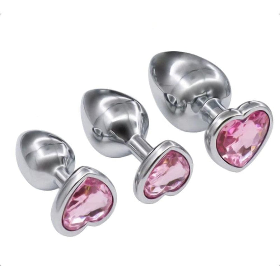 Pink Jewel Heart-Shaped Butt Plug With Vibrator BDSM, gallery view 2
