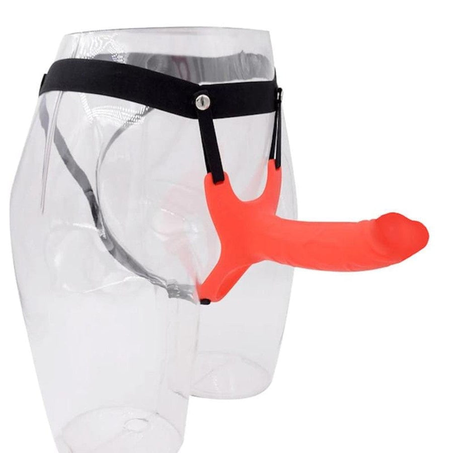 Colored Hollow Dildo With Strap On Harness 6 Inch, gallery view 5