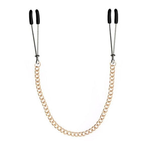 BDSM Gold Chained Tweezer Nipple Clamps