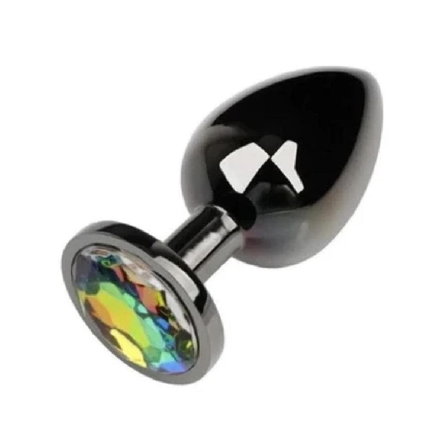 Gunmetal Rainbow-Colored Jewel Metal Butt Plug BDSM, gallery view 5