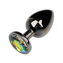 Load image into Gallery viewer, Gunmetal Rainbow-Colored Jewel Metal Butt Plug BDSM
