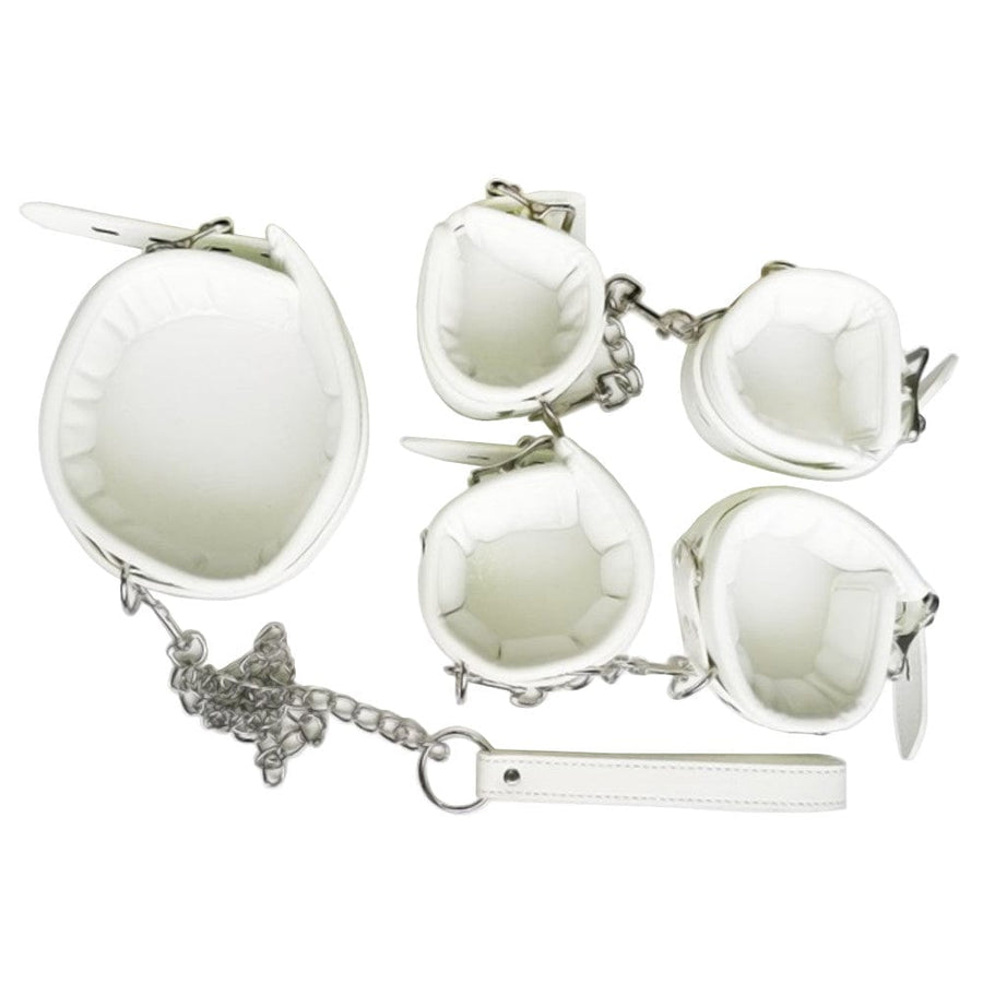 Fashionable White Leather Cuffs Set BDSM, gallery view 4