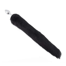 Load image into Gallery viewer, Midnight Black Wolf Tail with Stainless Steel Butt Plug BDSM
