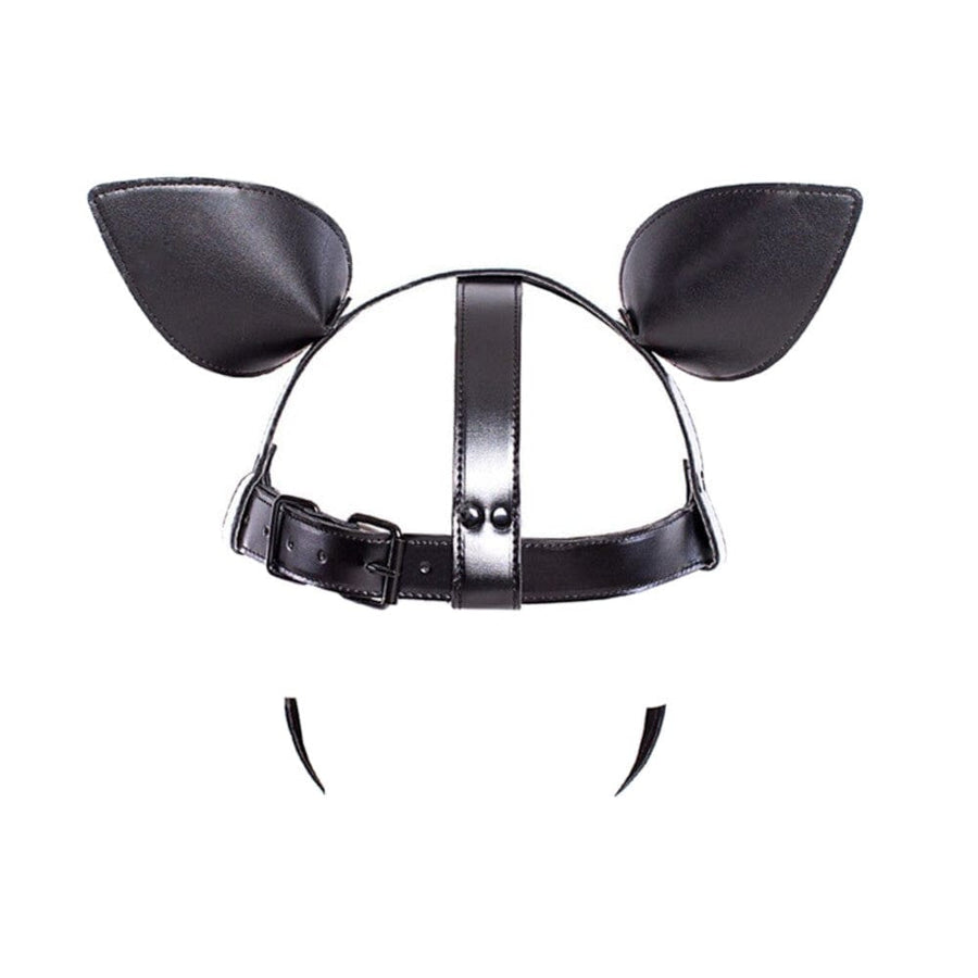 Racy Pup Black Leather Dog Mask BDSM, gallery view 4