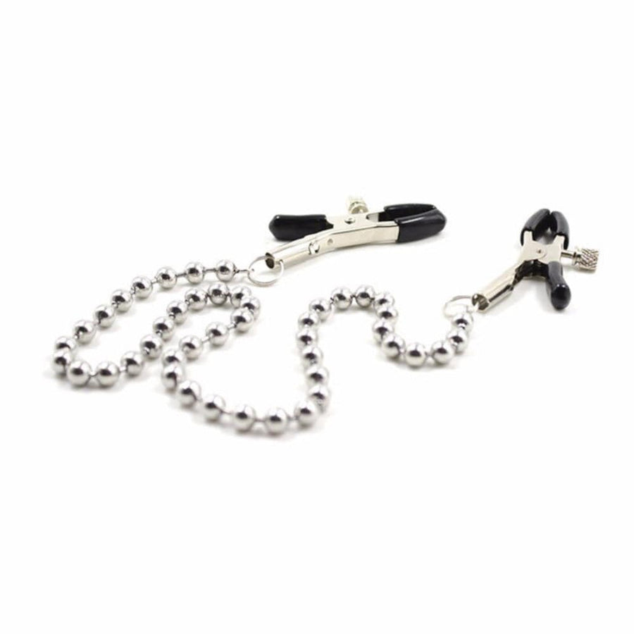 BDSM Small Steel Ball Nipple Clamps With Chain, gallery view 4