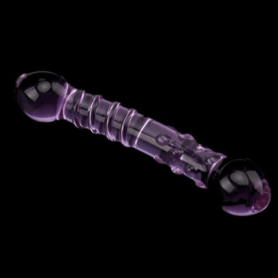 Purple Double Ended Glass Dildo BDSM, gallery view 3