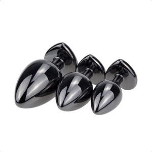 Purple Heart Metal Butt Plug Kit 3pcs BDSM