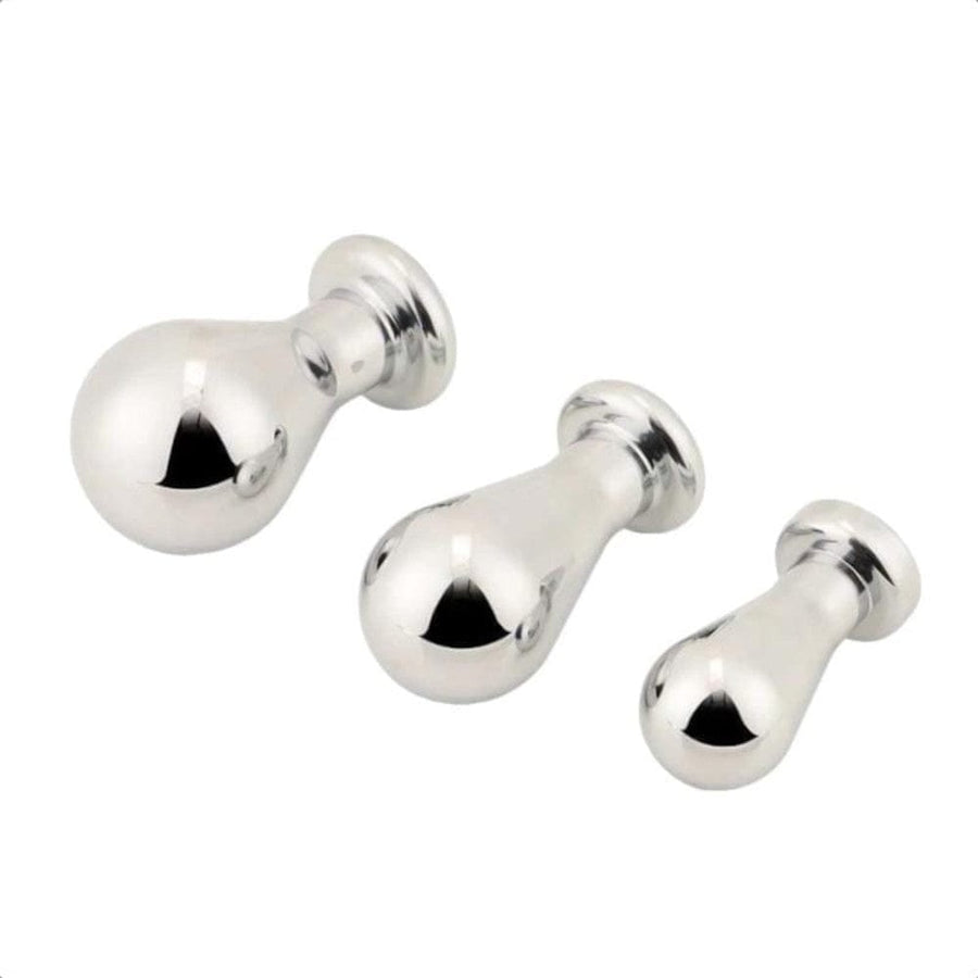 Stainless Steel Bulb Jeweled Butt Plug 3pcs Set BDSM, gallery view 4