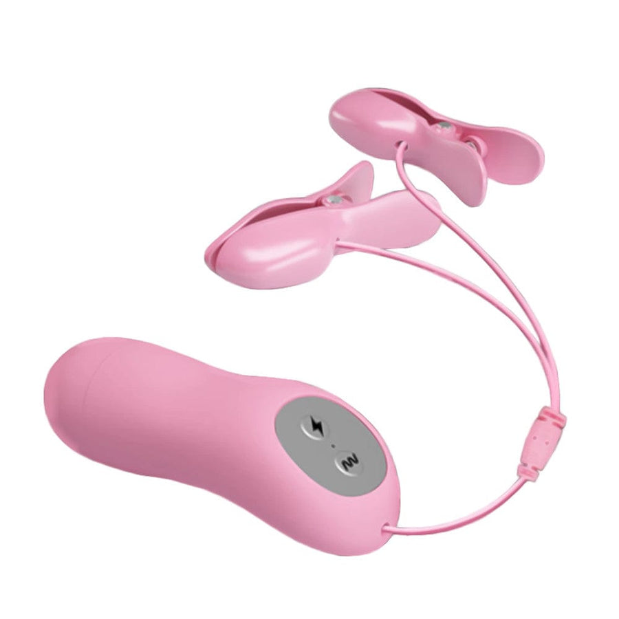 BDSM Pink Vibrating Electro Nipple Clamps Set, gallery view 4