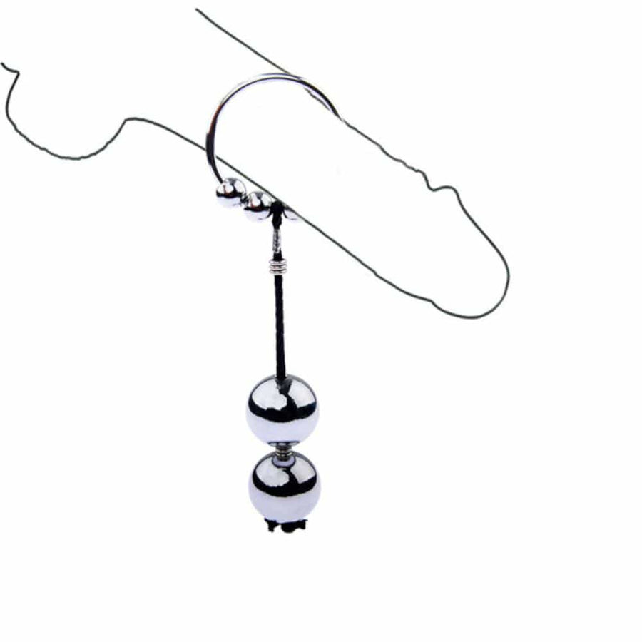 Beaded Weighted Cock Ring With Steel Balls, gallery view 2