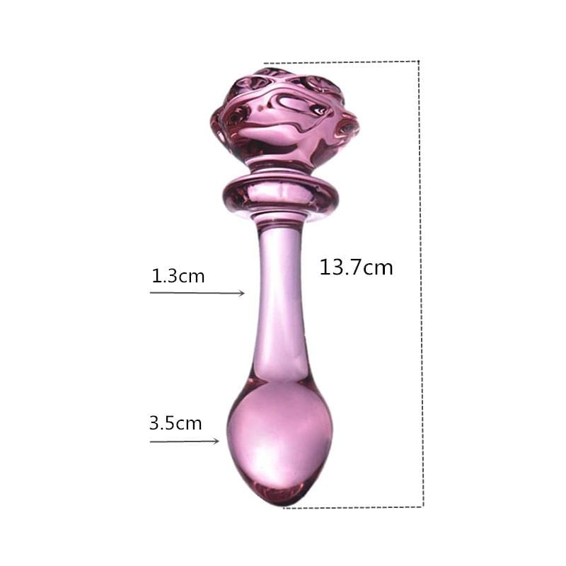 Pink Charming Beaded Glass Rose Dildo BDSM, gallery view 8