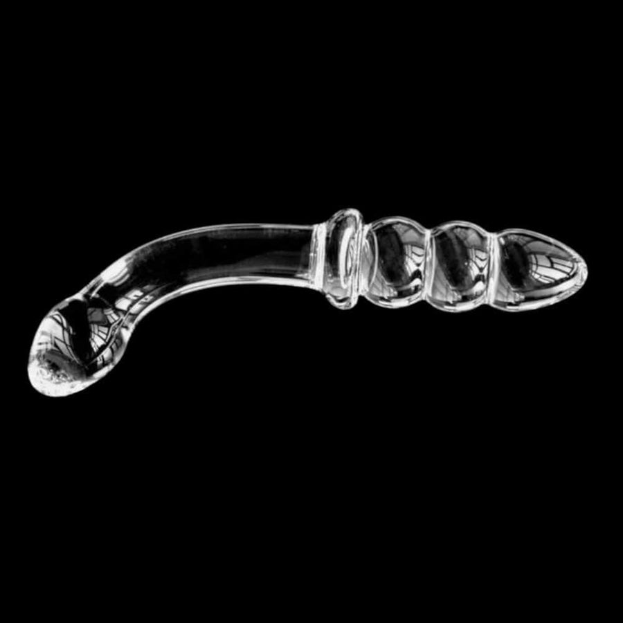 J-Contoured Beaded See-Through Glass Dildo BDSM, gallery view 4