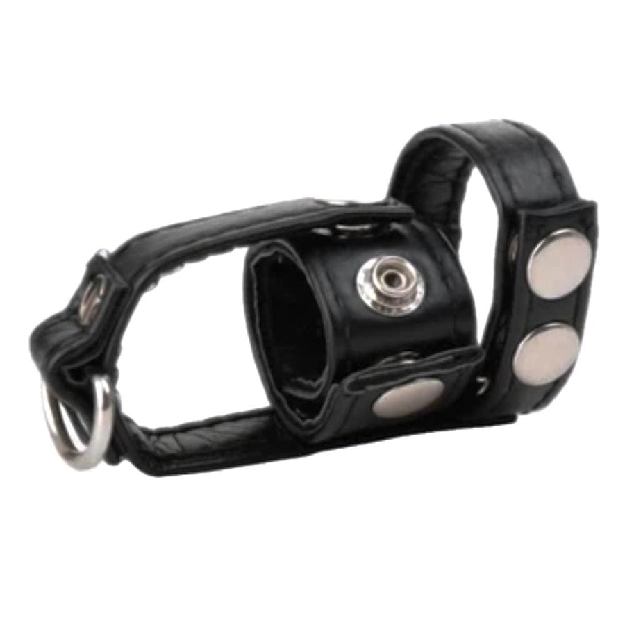 Adjustable Leather Strapping Chastity Cage, gallery view 3