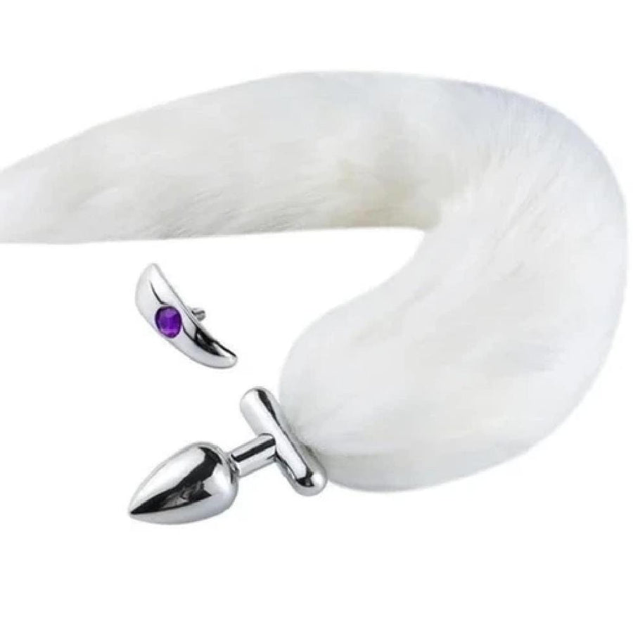 Flexible and Removable Fur Metallic Tail Butt Plug, gallery view 3