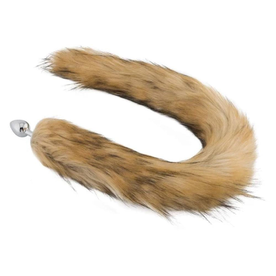32" Brown Fox Tail with Butt Plug, gallery view 3