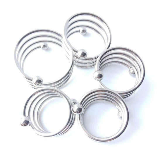 BDSM Spiral Enclosure Silver Cock Ring product view