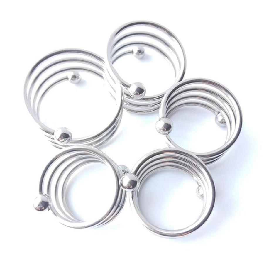 BDSM Spiral Enclosure Silver Cock Ring product view