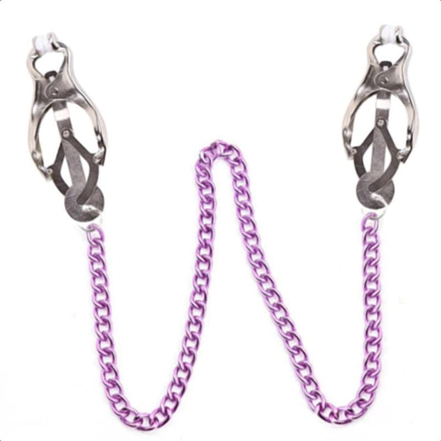 BDSM Charming Purple Nipple Clamps With Chain, gallery view 3
