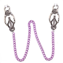 Load image into Gallery viewer, BDSM Charming Purple Nipple Clamps With Chain
