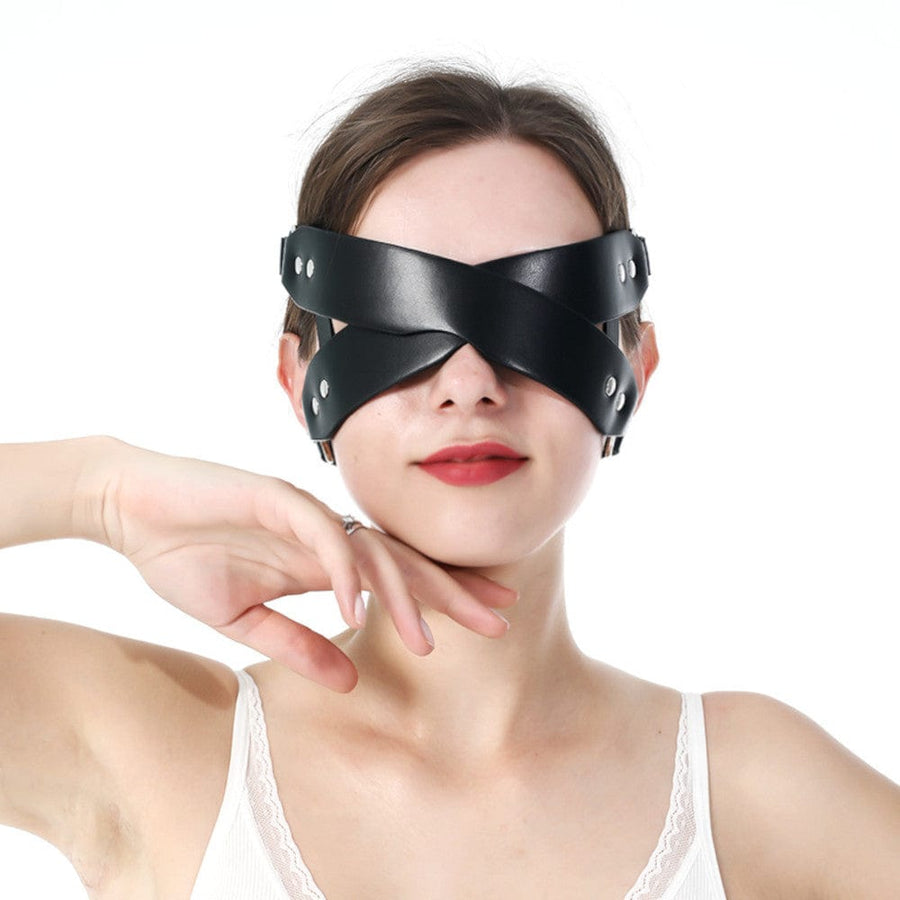 Deluxe Leather Sex Blindfold BDSM product view