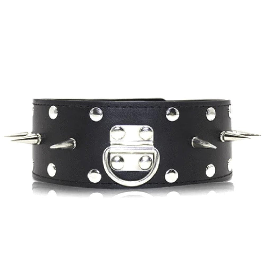 Leather Black Barbed Collar With Leash, gallery view 3