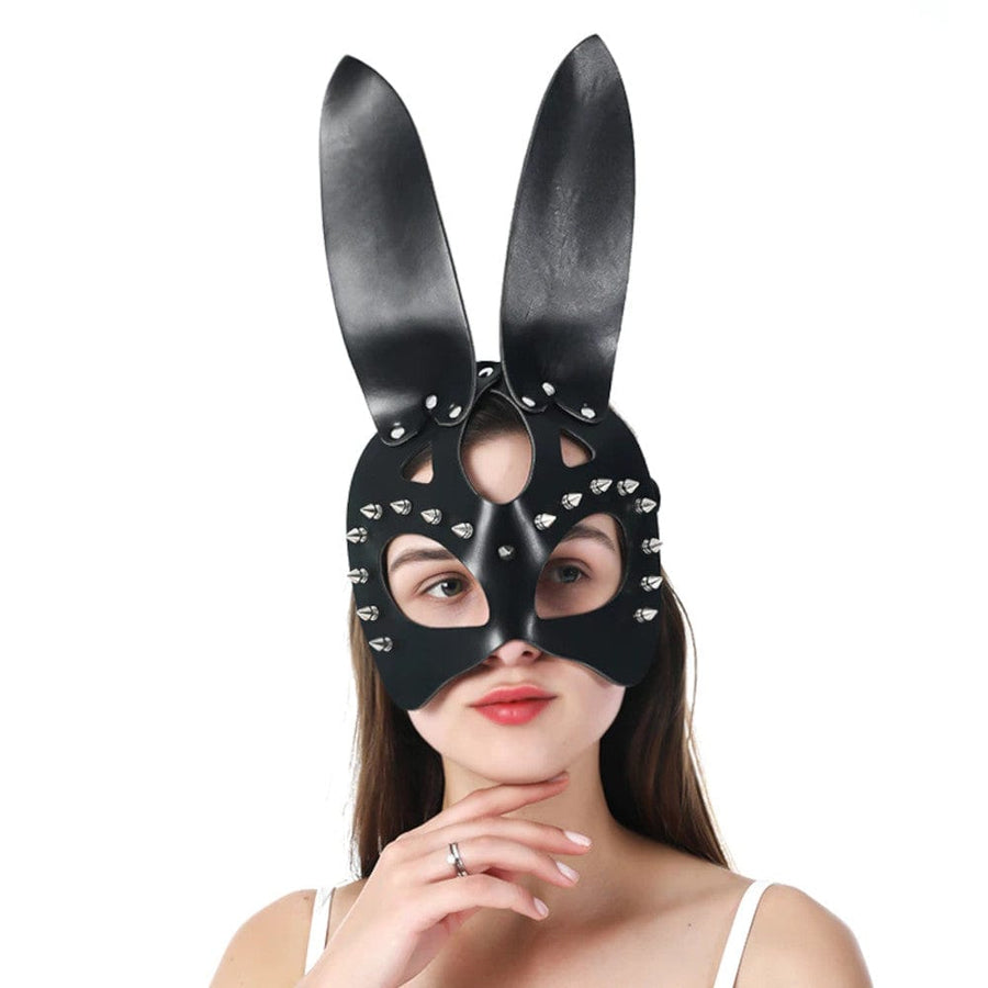 Sexy Badass Leather Bunny Mask BDSM product view